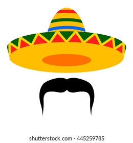 vector Mexican sombrero with a mustache