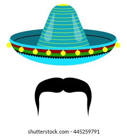 vector Mexican sombrero with a mustache