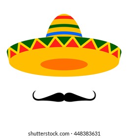 vector Mexican sombrero with a mustache