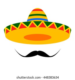 vector Mexican sombrero with a mustache