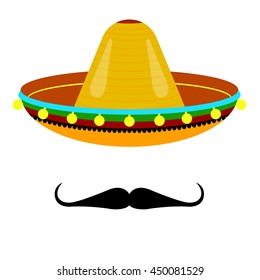 vector Mexican sombrero with a mustache