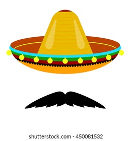 vector Mexican sombrero with a mustache