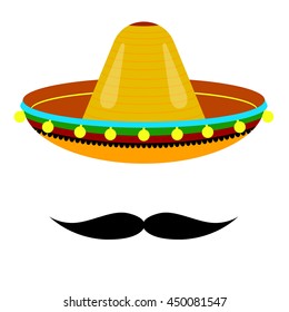 vector Mexican sombrero with a mustache