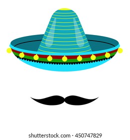vector Mexican sombrero with a mustache