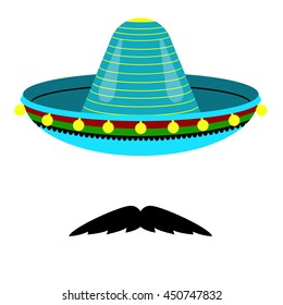 vector Mexican sombrero with a mustache