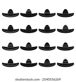 Conjunto de sombrero mexicano Vector. Símbolo del Cinco de Mayo aislado sobre fondo blanco.