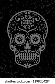 Vector Mexican sugar skull. Day of the Dead. Dia de los Muertos. Design element for logo, label, emblem, sign, poster, tattoo, clothes, t-shirt design, pins, stickers and coloring book.