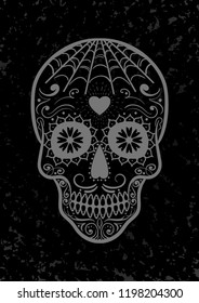 Vector Mexican sugar skull. Day of the Dead. Dia de los Muertos. Design element for logo, label, emblem, sign, poster, tattoo, clothes, t-shirt design, pins, stickers and coloring book.