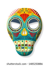 Vector Mexican sugar skull iustration for Day of the Dead or Dia de Muertos over white background