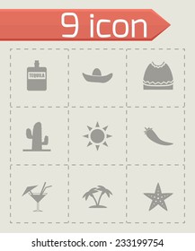 Vector mexico icon set on grey background