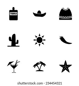 Vector mexico icon set on white background