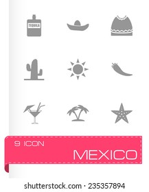 Vector mexico icon set on grey background