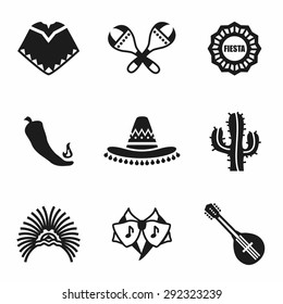 Vector Mexico icon set on white background