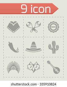 Vector Mexico icon set on grey background