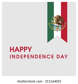 Vector Mexico Independence Day 16 September Celebration Card. Flag ribbon on top with typography  Illustration
