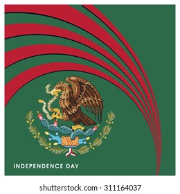 Vector Mexico Independence Day 16 September Celebration Card. abstract flag Red lines creative design elements on green background. Illustration