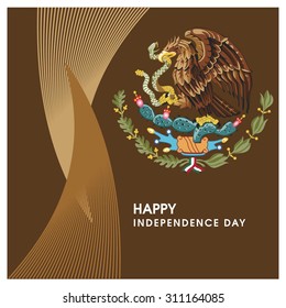 Vector Mexico Independence Day 16 September brown background Celebration Card. Illustration