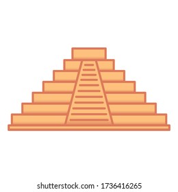 Vector Mexico Kawaii Cute Cartoon Aztec Pyramid Isolated