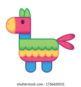 Vector Mexico Kawaii Cute Cartoon Colored Pinata Isolated