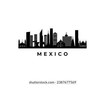 Vector Mexico skyline. Travel Mexico famous landmarks. Business and tourism concept for presentation, banner, web site.