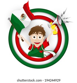 Vector - Mexico Soccer Fan Flag Cartoon