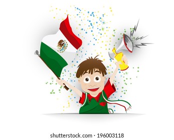 Vector - Mexico Soccer Fan Flag Cartoon