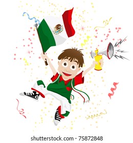 Vector - Mexico Sport Fan with Flag and Horn