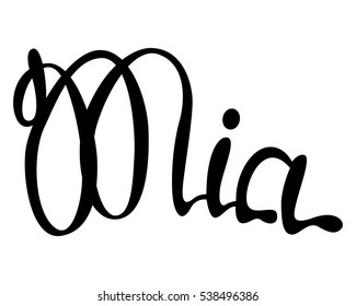 Vector Mia name lettering