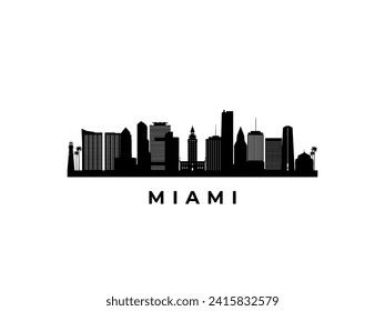 Vector Miami skyline. Travel Miami famous landmarks. Business and tourism concept for presentation, banner, web site.