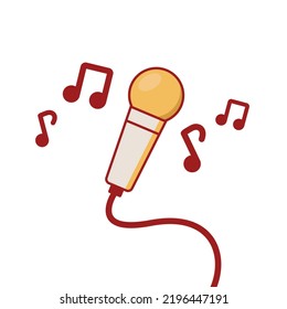Vector mic icon, singing illustration icon, editable flat microphone icon