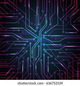 Vector micro chip, micro scheme elements design. Abstract technology, IT thematic background. Future technologies background 