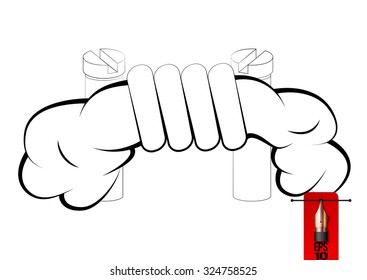 Vector micro coil setup with cotton wick for electronic cigarette - outlines on white background