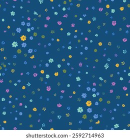 Vector Micro Meadow Hand drawn floral seamless pattern