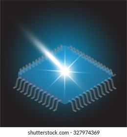 Vector Microchip with light beam 