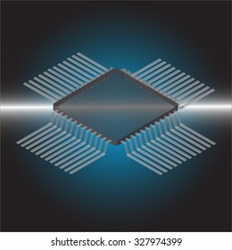 Vector Microchip with light beam background