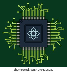 vector microchip processor with circuit lines on green background