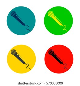 Vector microphone in 4 colors. Icon.
