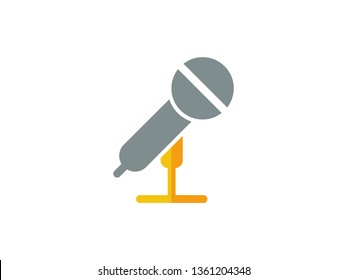 vector microphone flat color icons on white - Vector