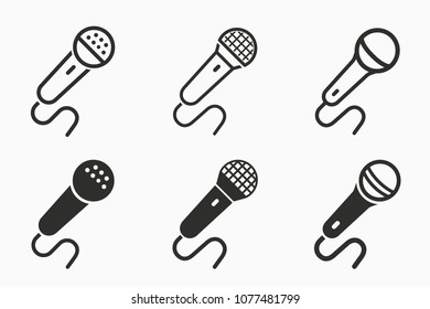 Vector microphone icon. Black illustration isolated for graphic and web design