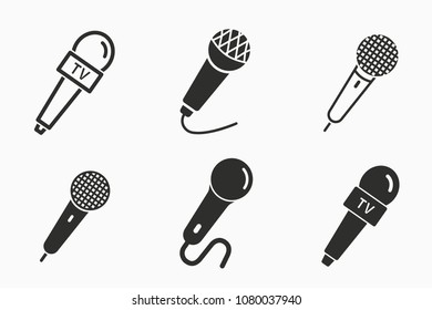 Vector microphone icon. Black illustration isolated for graphic and web design. Mic symbol.