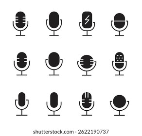 Vector Microphone Icon Collection. Microphone Icon Set