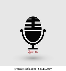 Vector microphone icon, flat design best vector icon