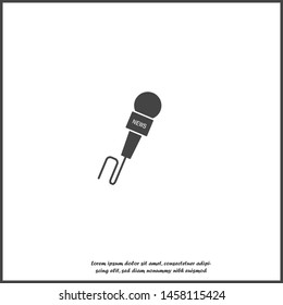 Vector microphone icon with a news symbol on white isolated background.