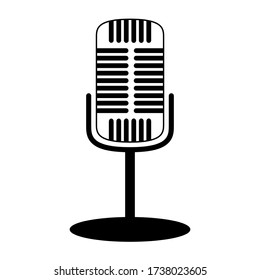 Das Symbol für Vektormikrofon auf weißem Hintergrund. Studio Tischmikrofon Broadcast Podcast.