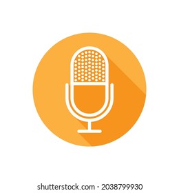 Vector Microphone icon. Orange Microphone button in flat design. Record button isolated.