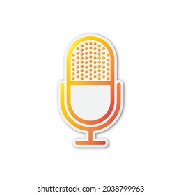 Vector Microphone icon. Paper sticker isolated. Media symbol isolated.