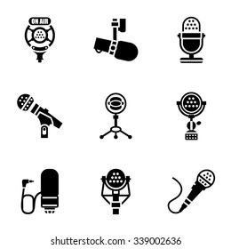 Vector Microphone icon set on white background