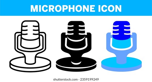 VECTOR MICROPHONE ICON IN STROKE FILL AND COLOR VERSION