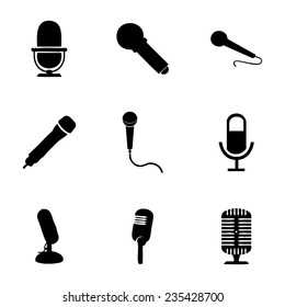 Vector microphone icons set on white background