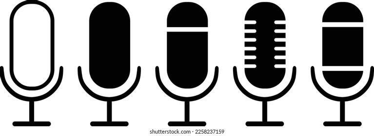 vector of microphone icons set. podcast symbol. record icon. vintage microphone